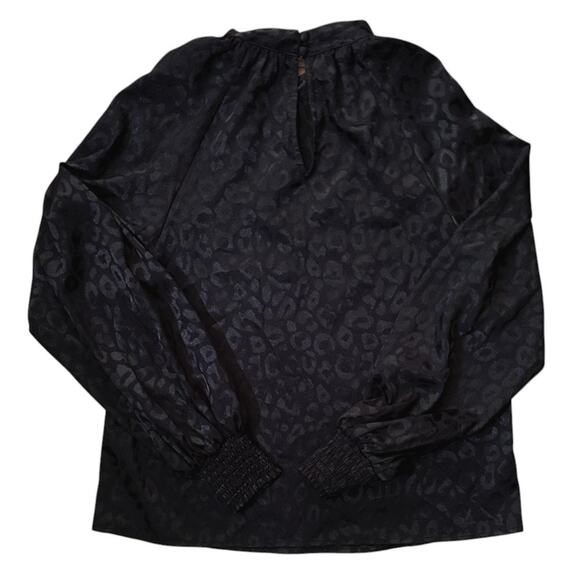 Vici Long Sleeve High Neck Keyhole Black Satin Blouse Small - Picture 4 of 5